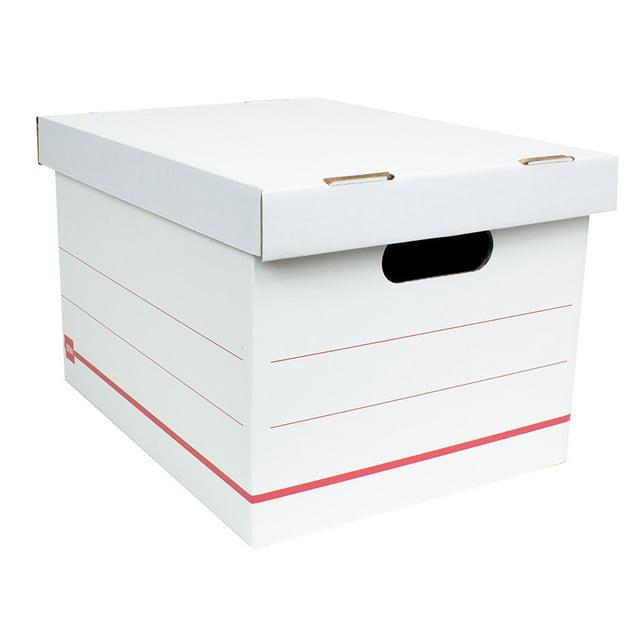 Office Depot® Brand Standard-Duty Corrugated Storage Boxes, Letter/Legal Size, 15" x 12" x 10",  60% Recycled, White/Red, Pack Of 15