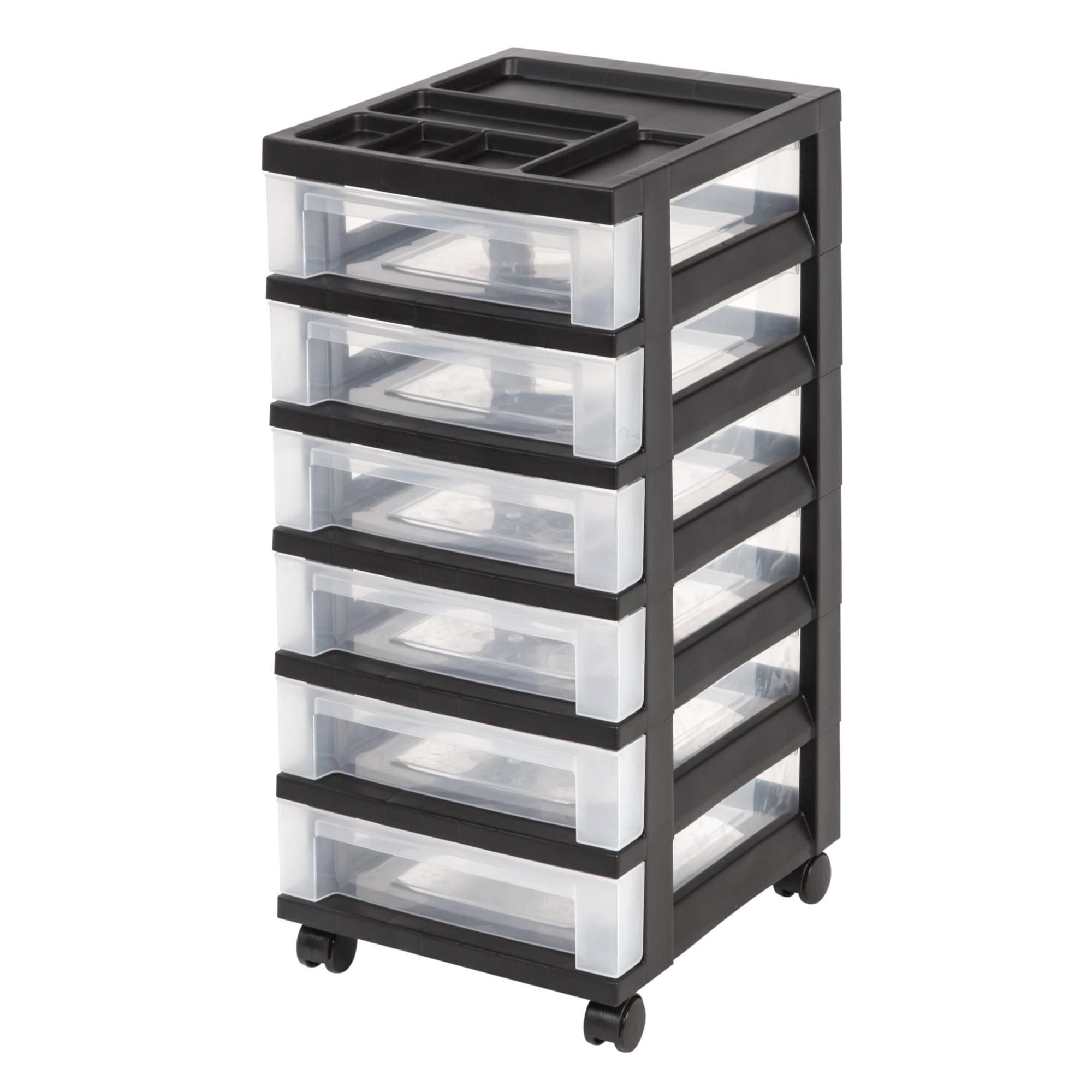 Black and Clear Extra Large 6-Drawer Rolling Plastic Storage Cart