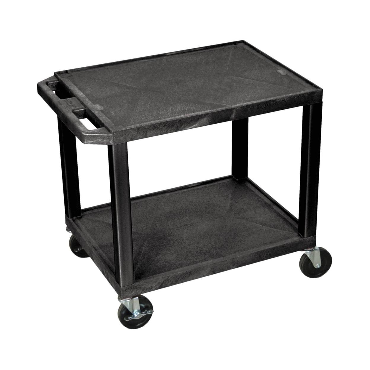 Black Thermoplastic Resin 26"H AV Utility Cart with Two Shelves