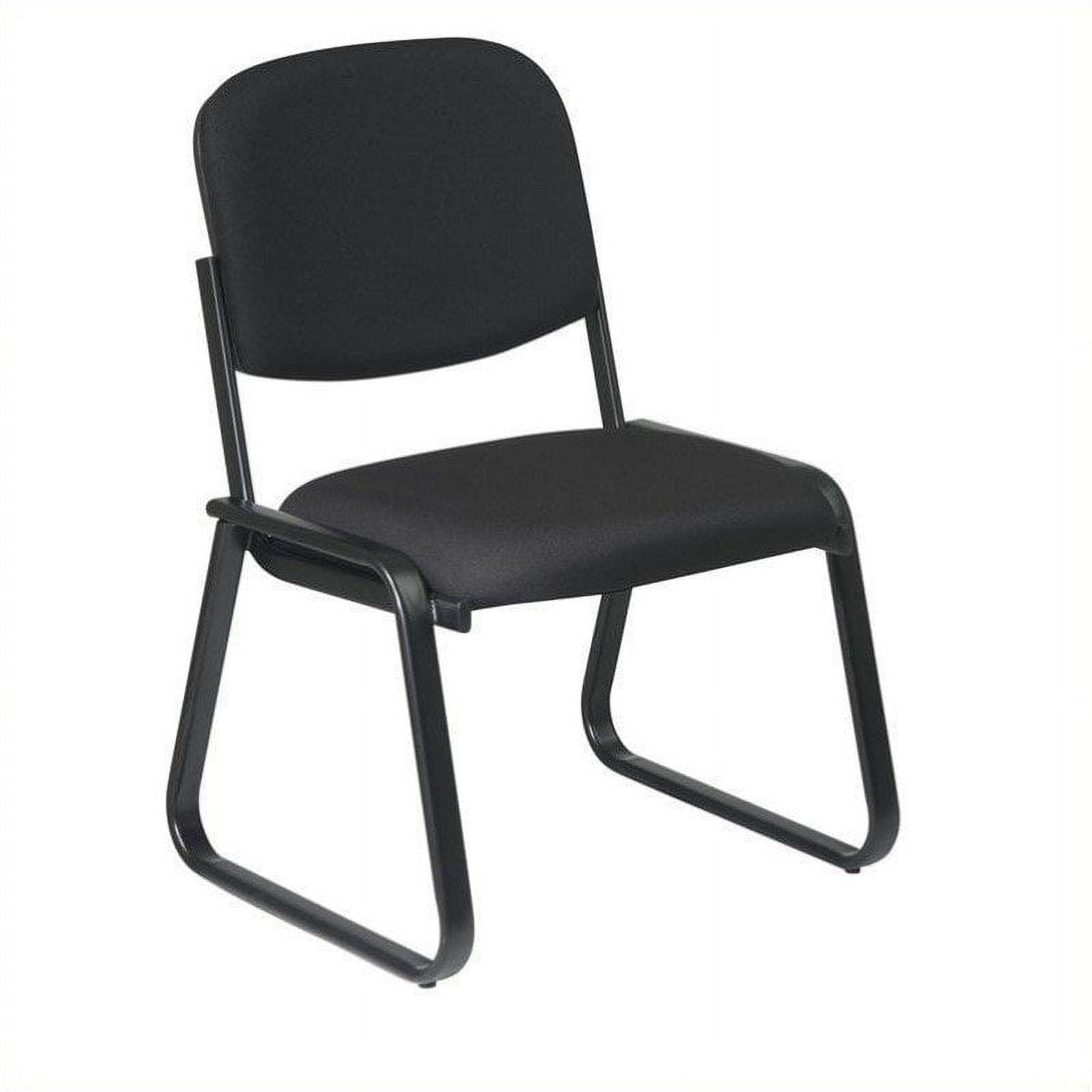 Armless Black Fabric and Metal Office Chair