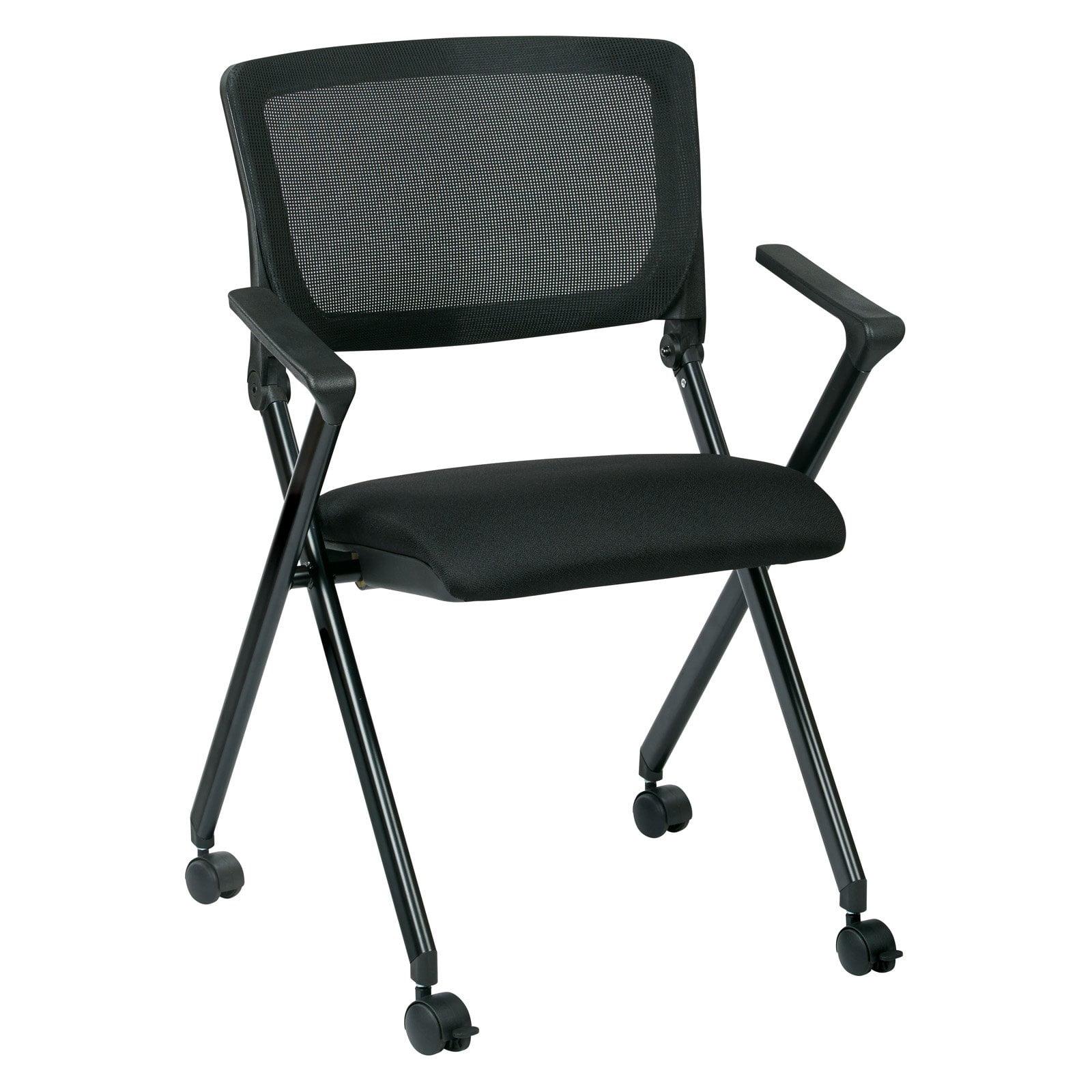 Deluxe Black Mesh and Fabric Folding Office Chair, 22"x36"