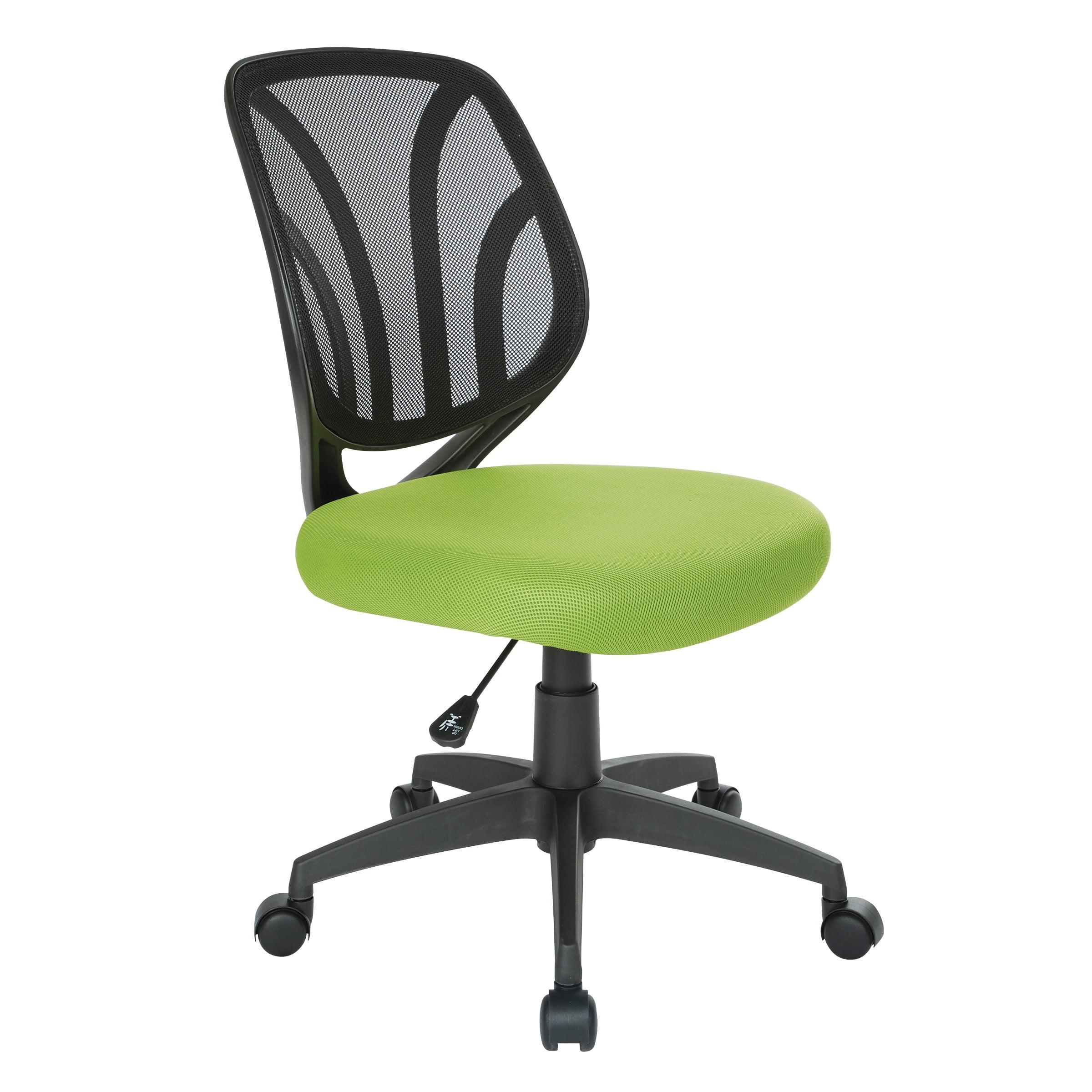 High-Back Swivel Task Chair with Adjustable Arms in Green Mesh