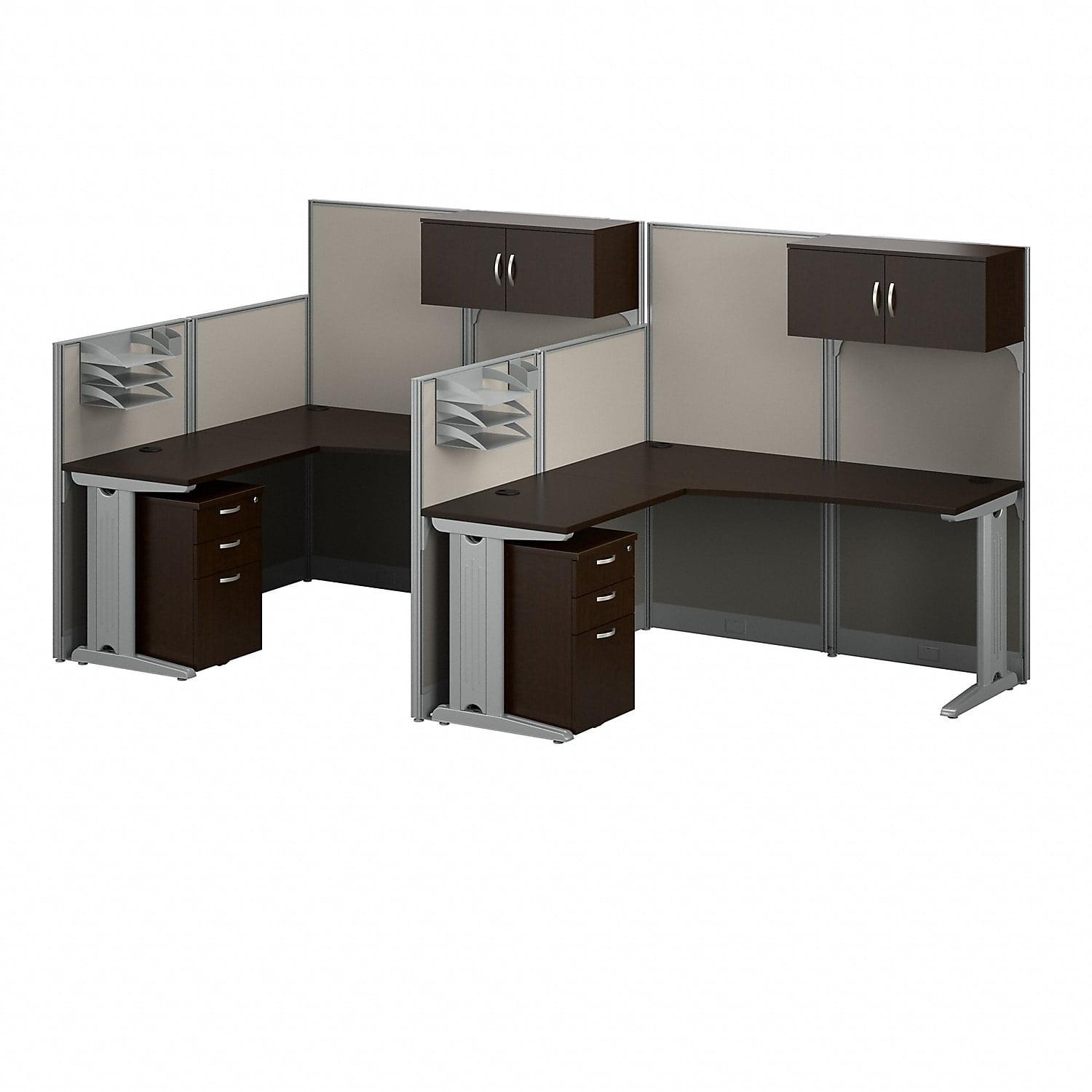 Bush Business Furniture Bush Business Furniture Office in an Hour 2 Person L Shaped Cubicle Desks with Storage, Drawers, and Organizers
