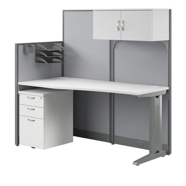 Bush Business Furniture Office In An Hour Rectangle 1 Person Cubicle with Cable Management