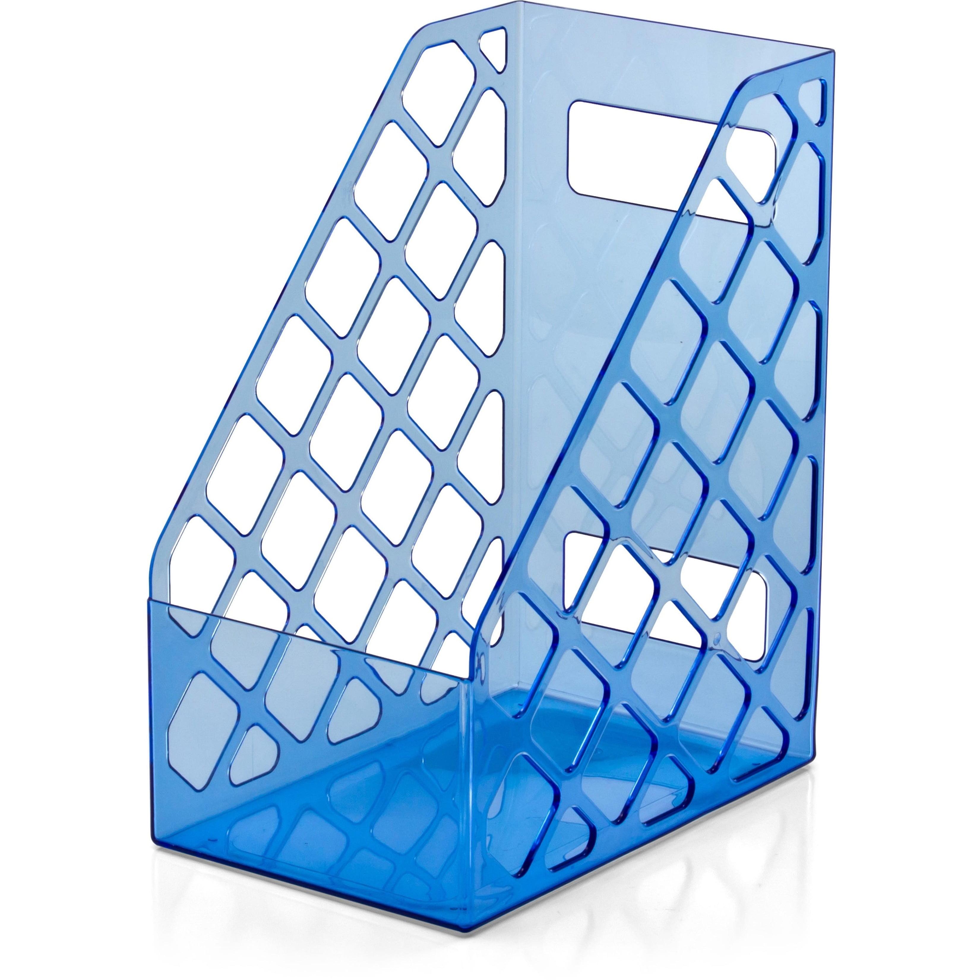 Large Transparent Blue Plastic Magazine File Organizer