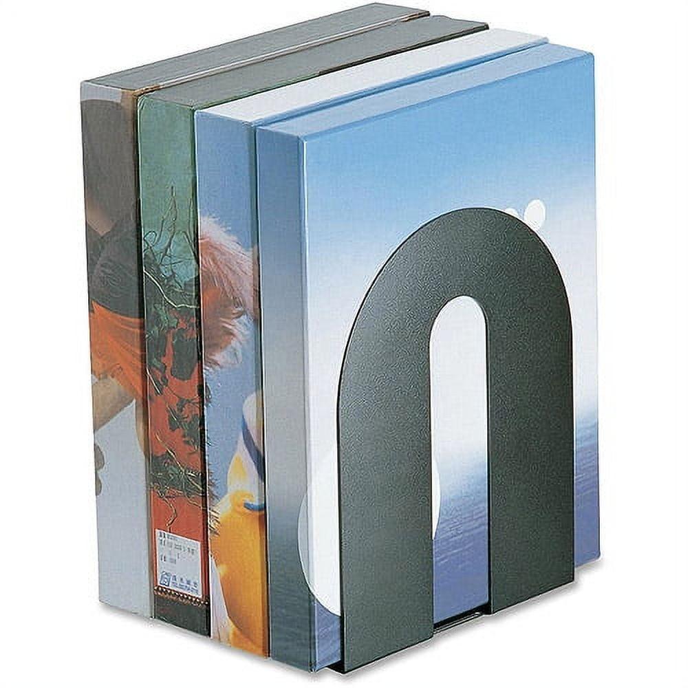 Enamel-Coated Steel Heavy-Duty Bookends with Non-Slip Base, Black