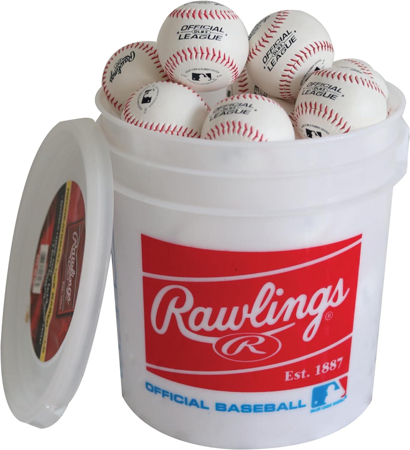 Official League Recreational Use Practice Baseballs | Youth/8U | OLB3 | Bucket | 24 Count
