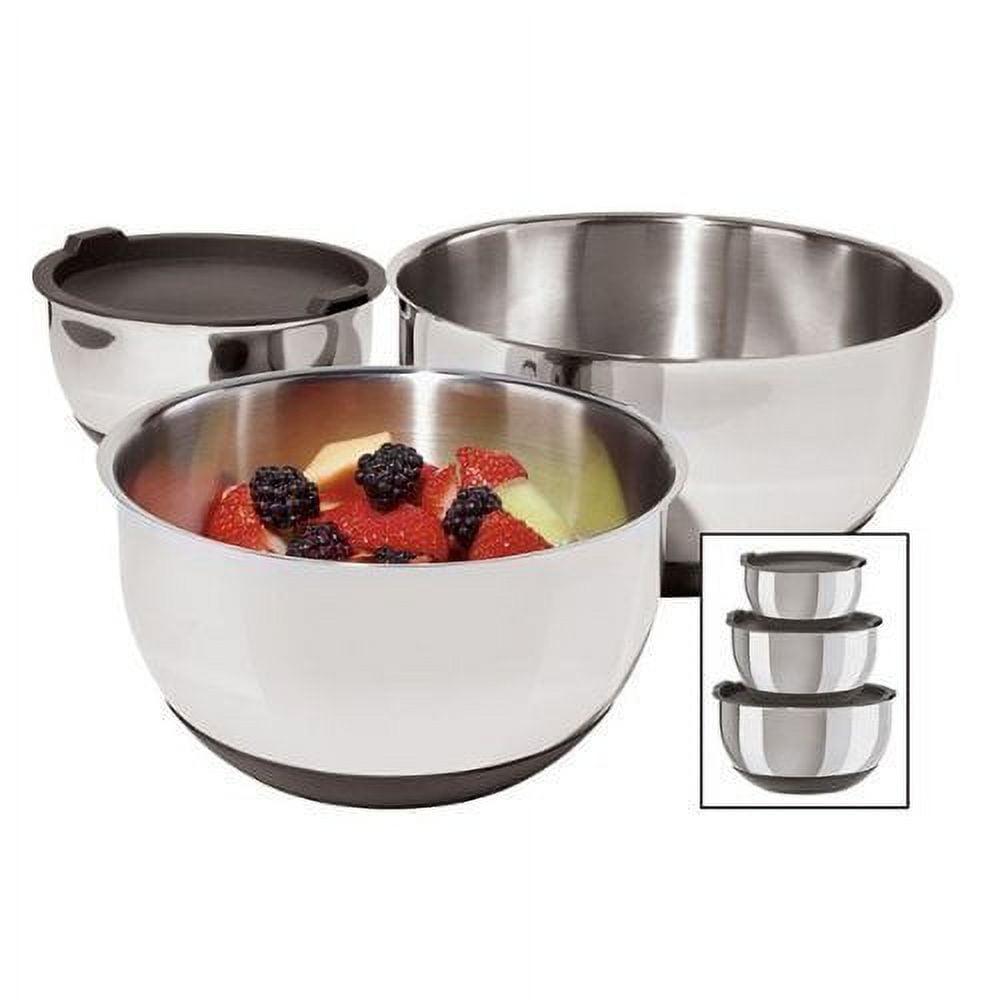 Oggi Prep Set Of 3 Stainless Steel Bowls W/ Silicone Bases (1.5, 3, 5 Qt)