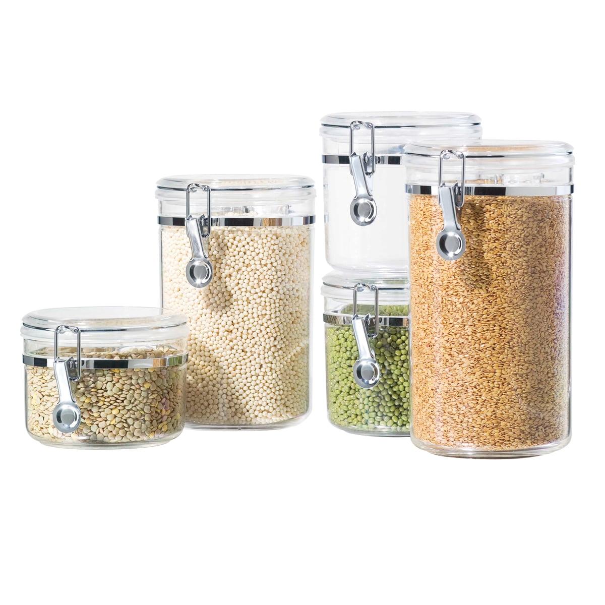 Clear BPA-Free Plastic 5-Piece Kitchen Canister Set