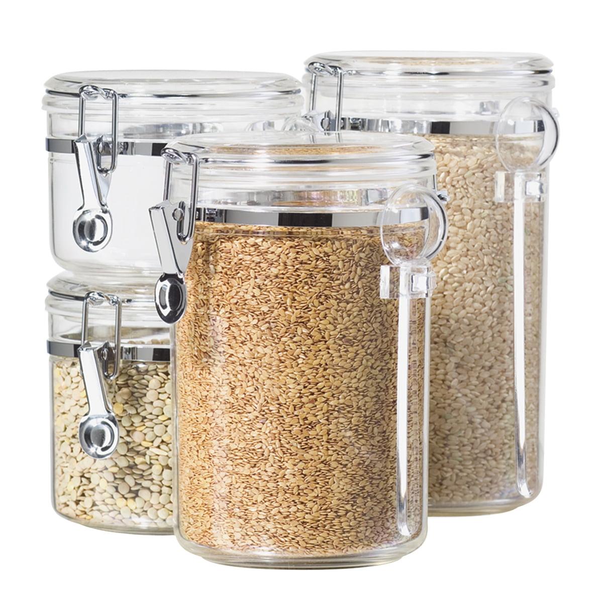 Clear BPA-Free Plastic Round Canister Set with Clamp Lids