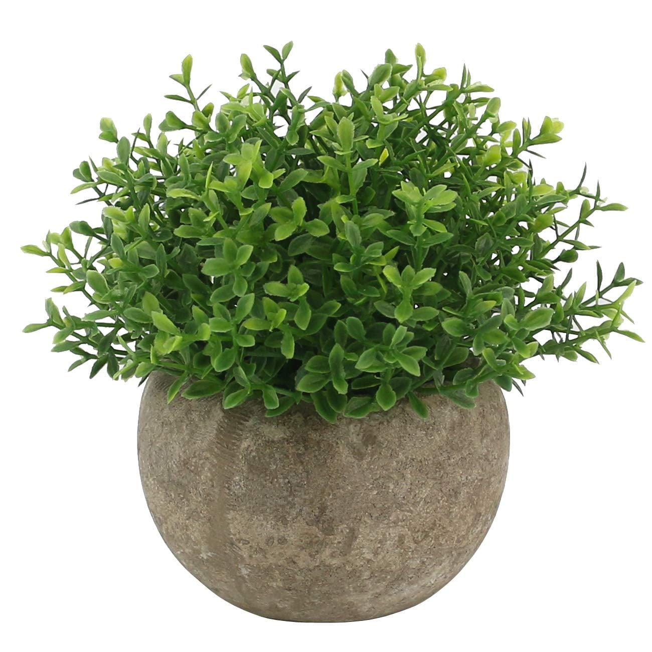 MAMOWEAR Mini Artificial Plants Grass in Pot, Small Plastic Faux Greenery with Pot Topiary Shrubs Fake Plants for Bathroom, House Decorations