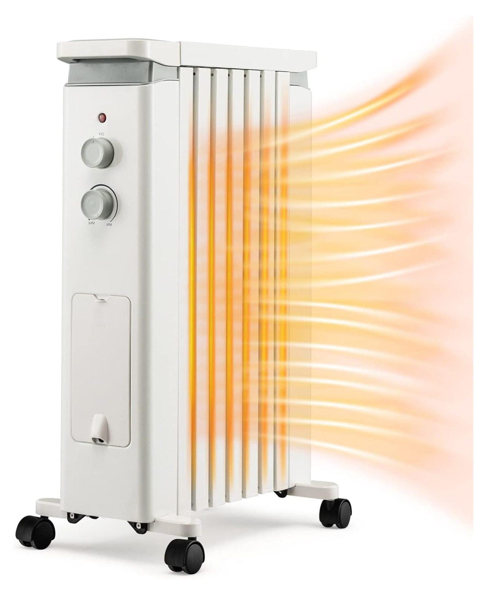 Costway 1500W Oil Filled Radiator Heater Electric Space Heater w/ Humidifier White\Black