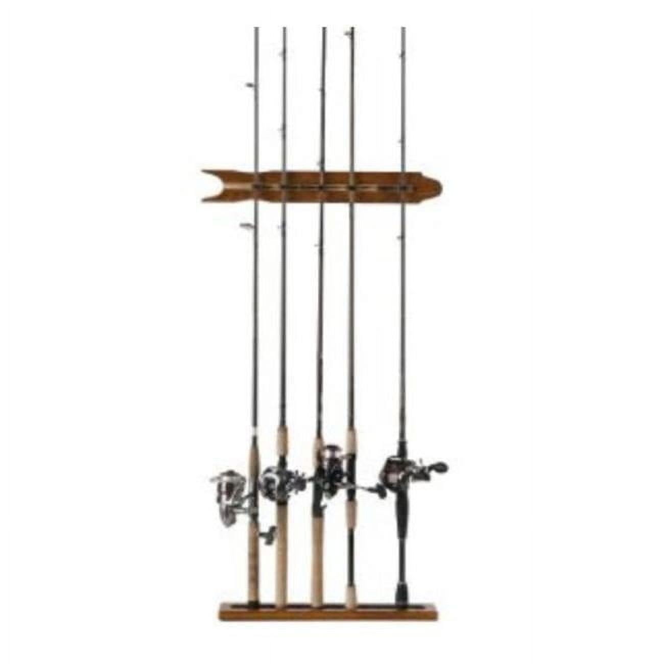 Oak Finish Wall-Mounted Modular Fishing Rod Rack