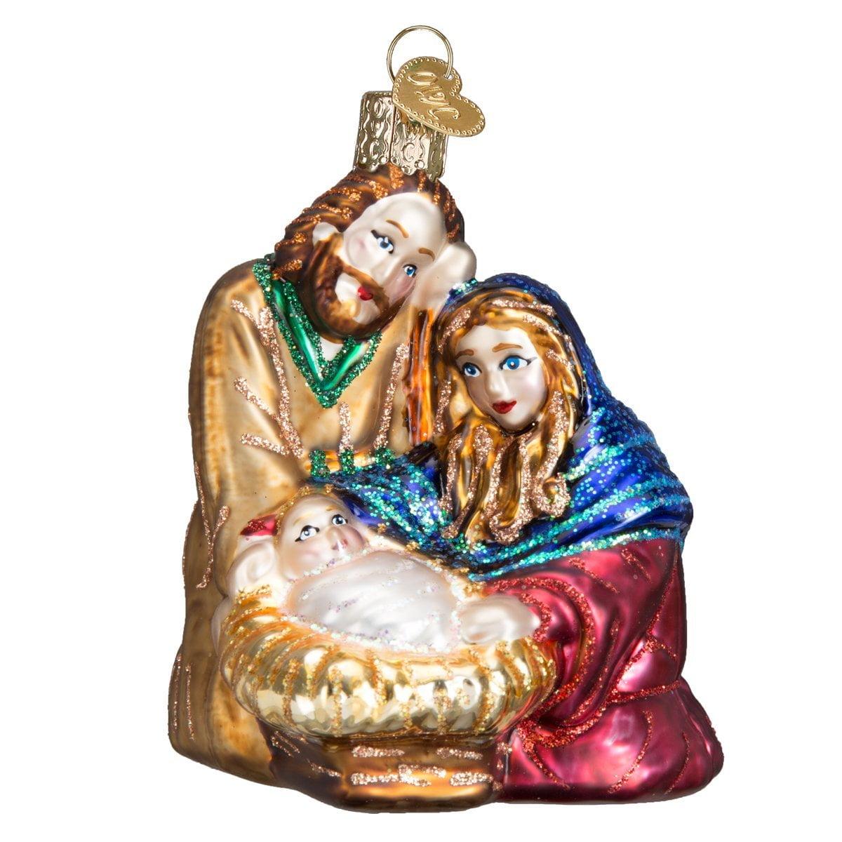 Holy Family Glass Blown Christmas Ornament