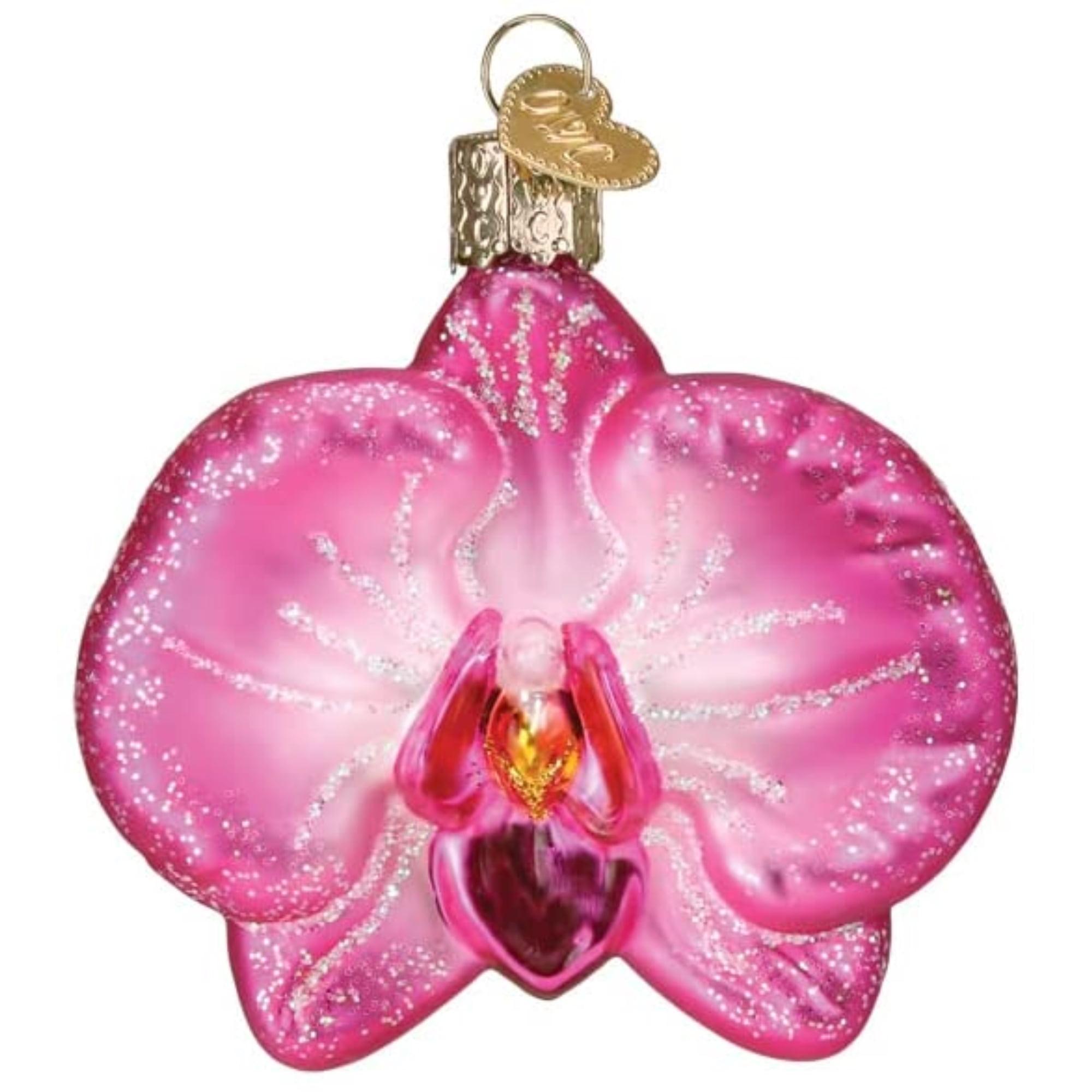 Old World Christmas Glass Blown Christmas Ornament, Orchid (With OWC Gift Box)