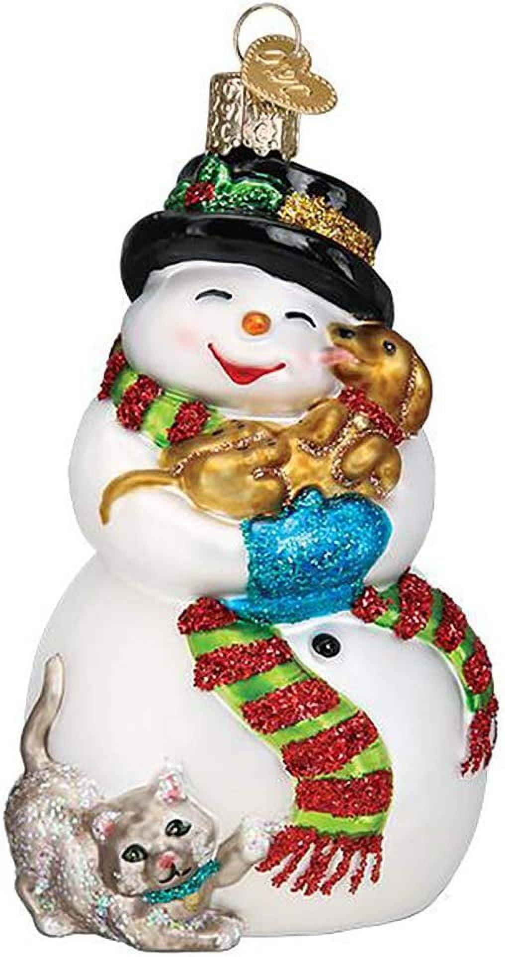 Old World Christmas Candy Cane Snowman Glass Blown Ornament