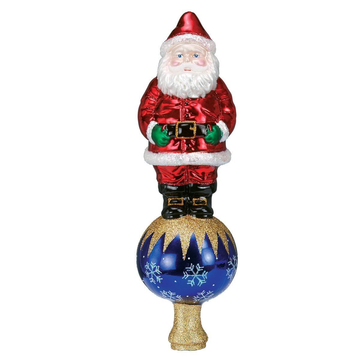 Santa Claus Red and Blue Glass Tree Topper