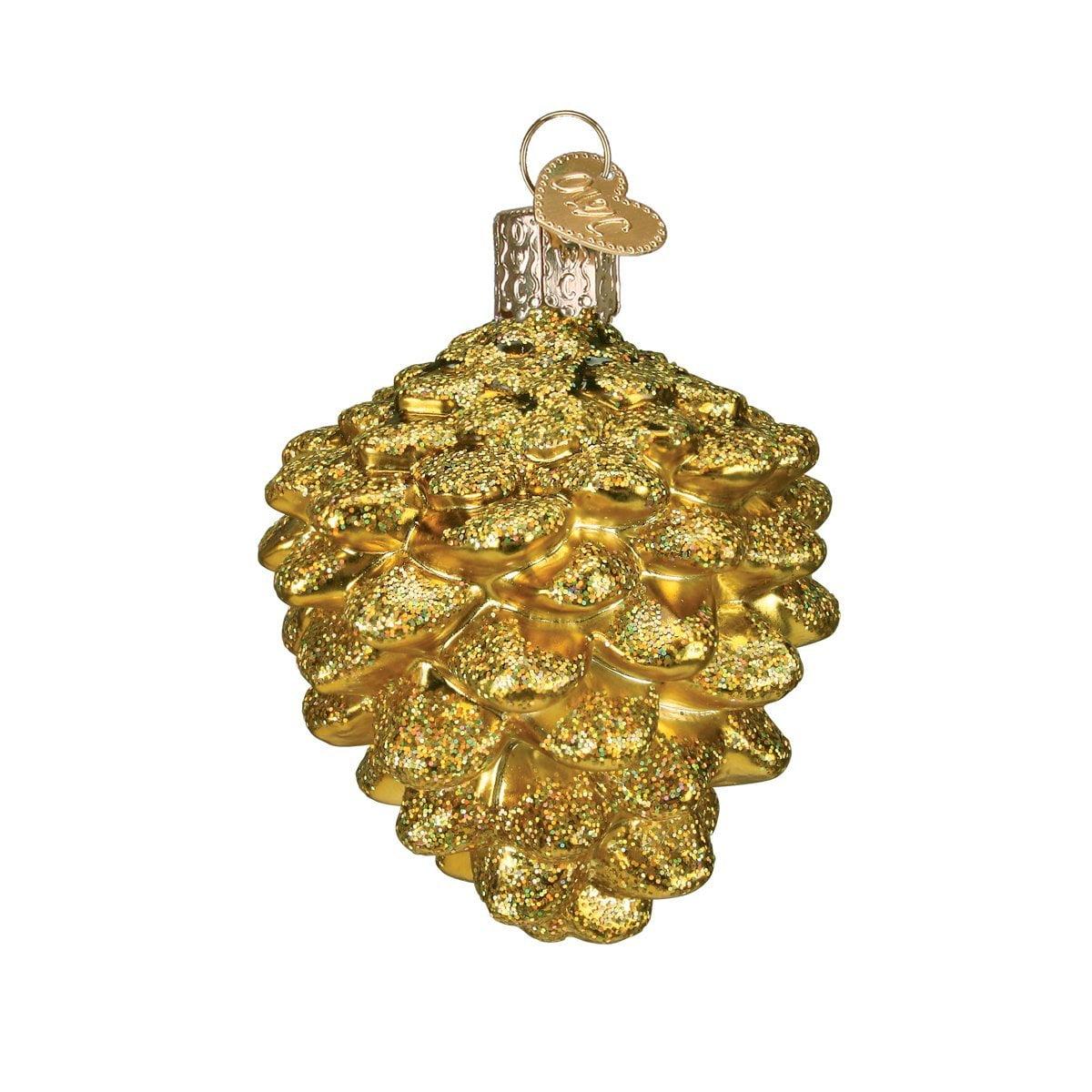 Small Gold Glass Pine Cone Christmas Ornament