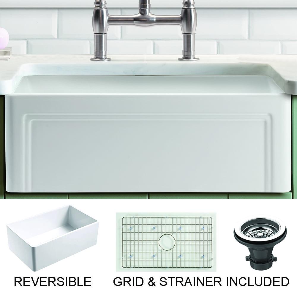 Floretta 24" L x 18" W Farmhouse Kitchen Sink With Grid and Strainer