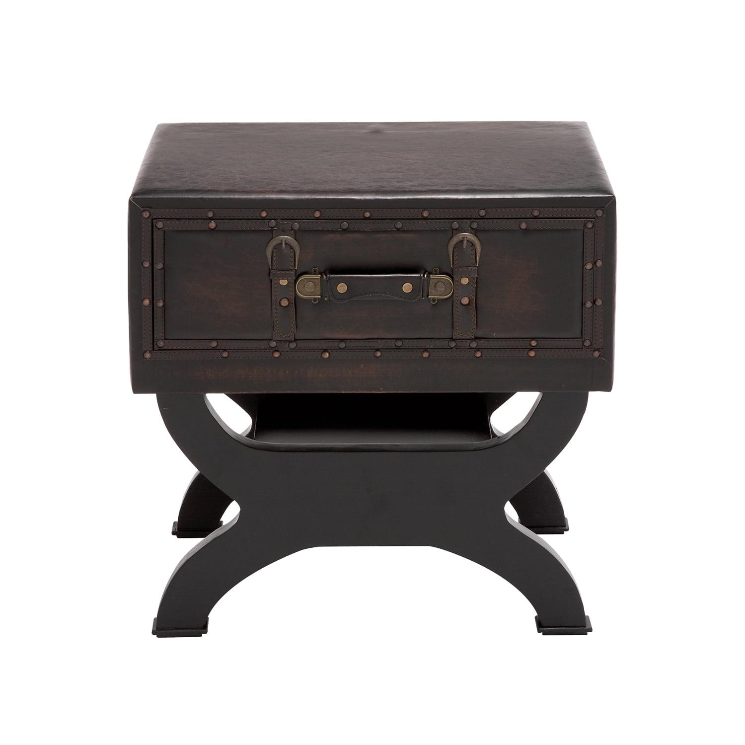 Olde London Suitcase-Inspired Wood & Metal End Table