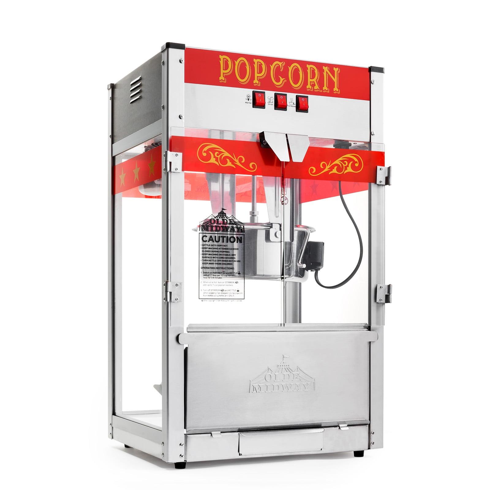 Olde Midway Commercial Popcorn Machine, Bar Style Popper with 12 Ounce Kettle, Black