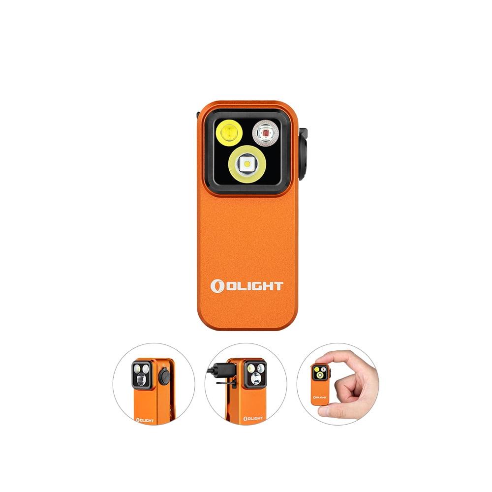 OLIGHT Oclip Pro EDC Flashlight Clip-on Light, Rechargeable 500 Lumens with Three Lighting Solutions Type-C Charging, Magnetic Flash Lights for Signaling, Cycling, Outdoor or Indoor Use(Orange)