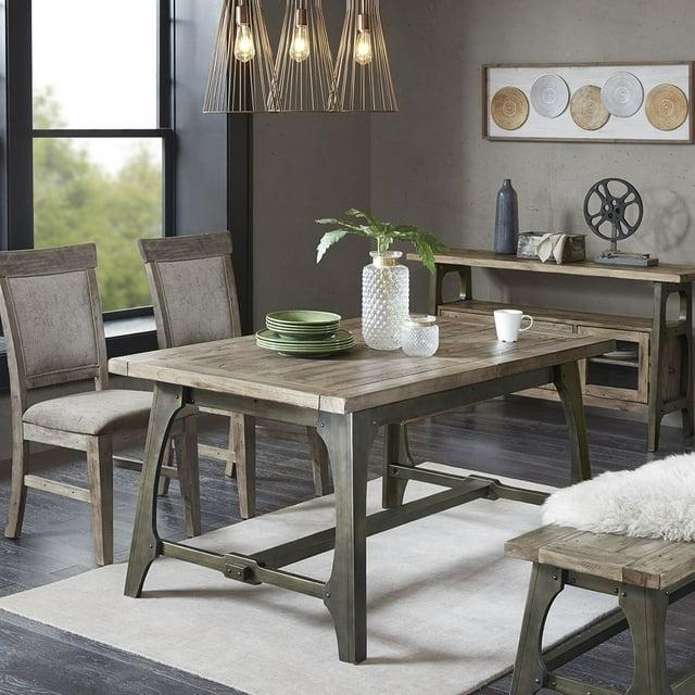 Ink+Ivy Oliver Extendable Dining Table Gray: Self-Storing Leaf, Seats Six, Antique Bronze Legs