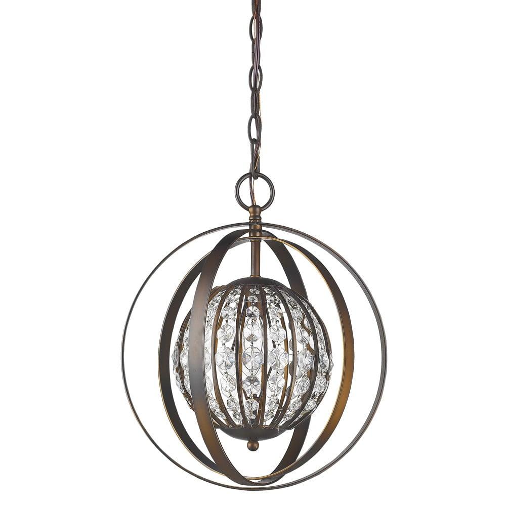 Olivia 16" Bronze Crystal Globe LED Pendant Light