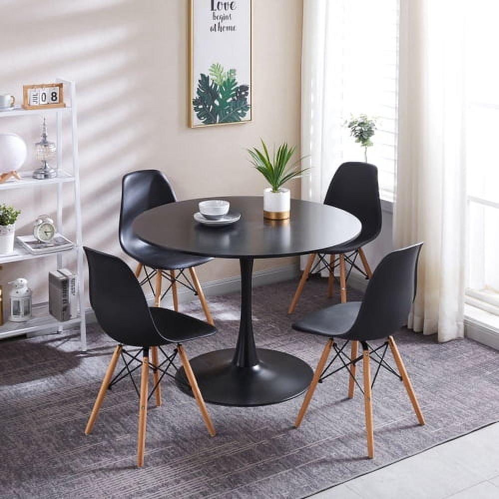 5 Piece Dining Table Set,31" Round Dining Table Set for 4,Modern Kitchen Table and Chairs for Dining Room & Coffee Shop & Small Spaces,Black