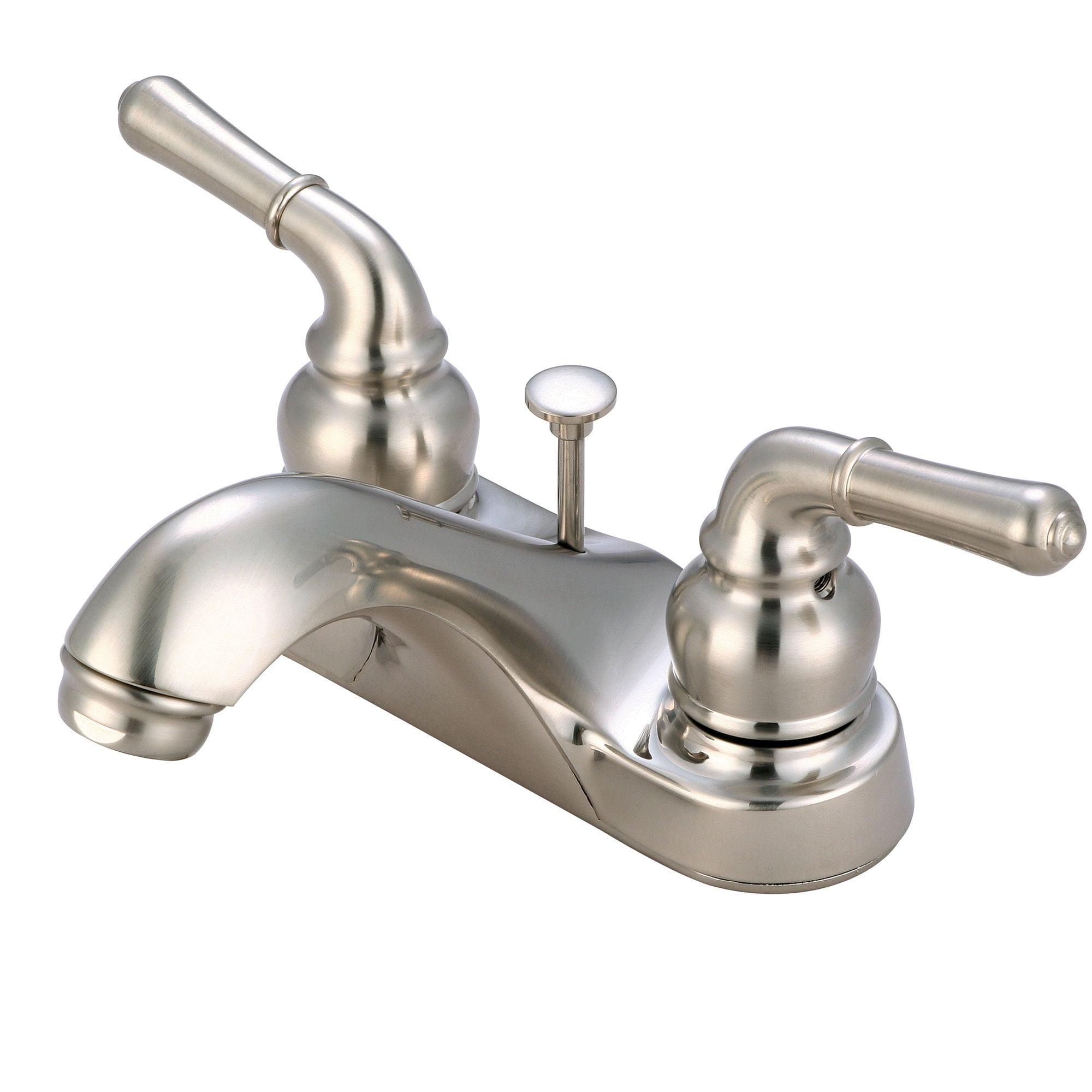 Brushed Nickel Centerset Bathroom Faucet with Drain Assembly