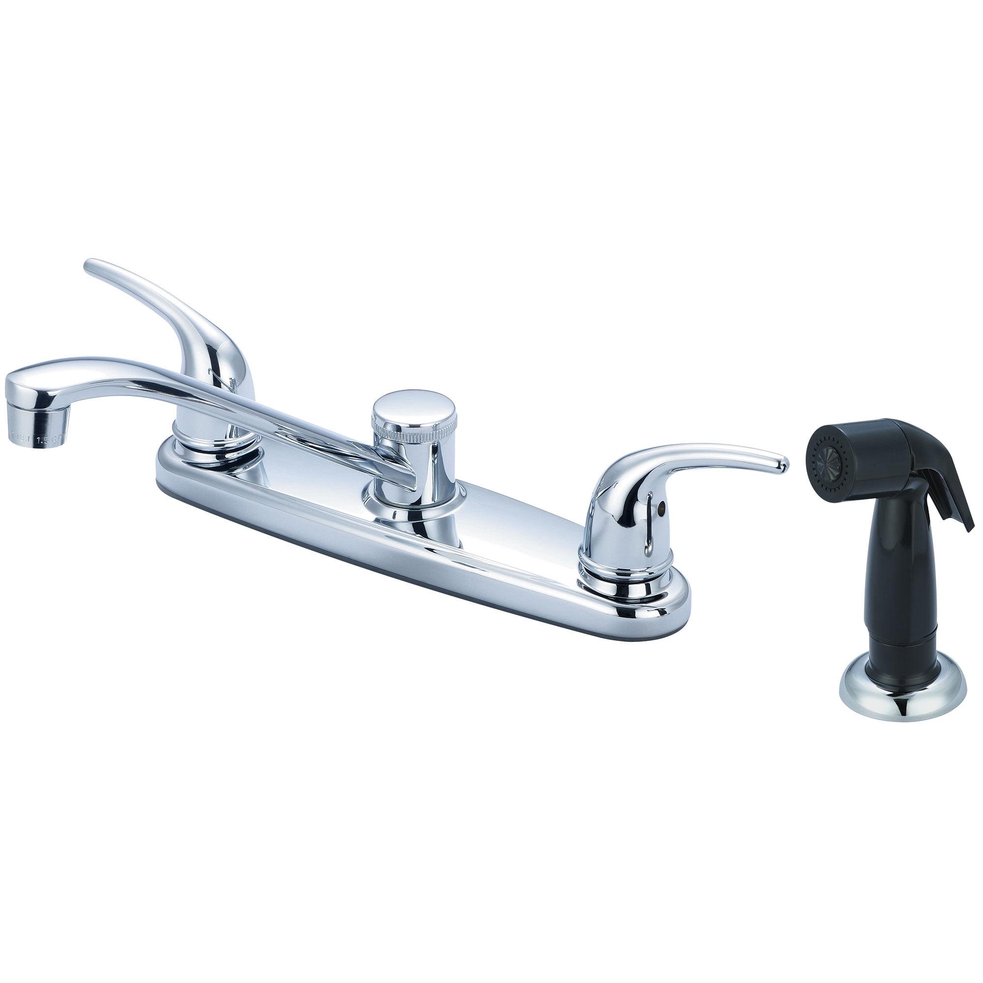 Polished Chrome Double Handle Kitchen Faucet with Side Spray