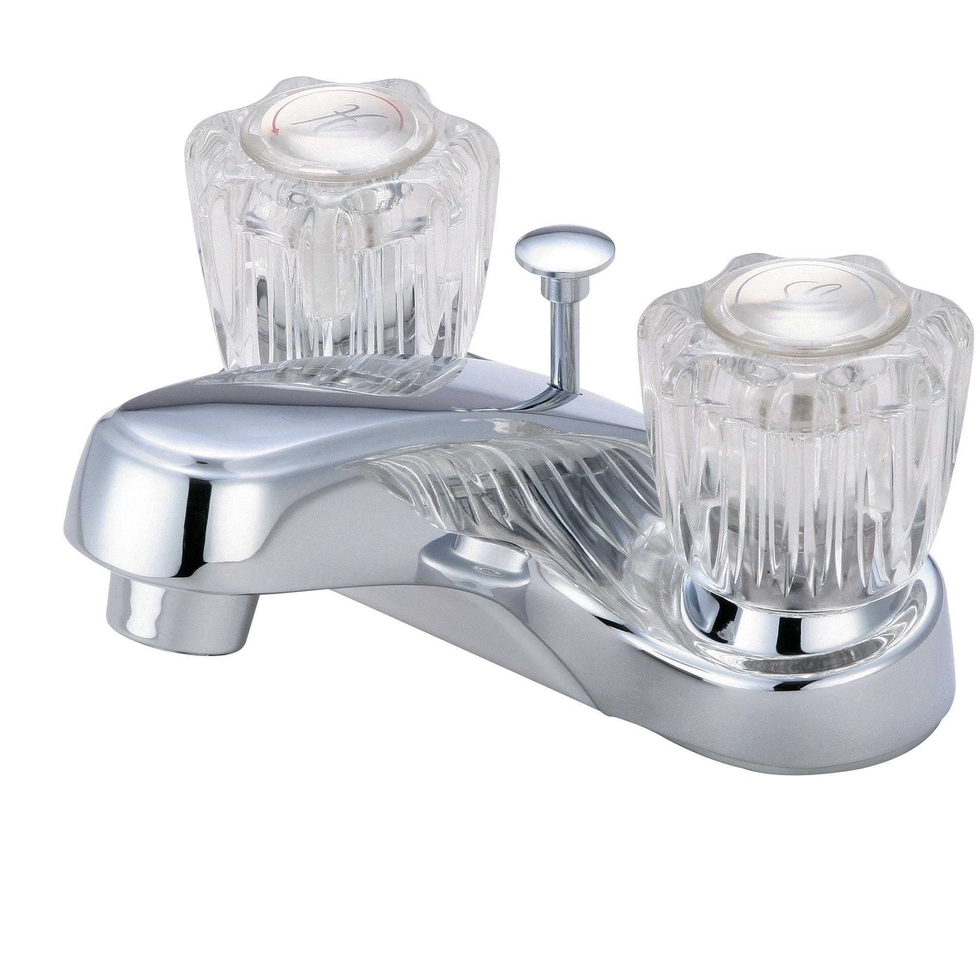 Polished Chrome Centerset Bathroom Faucet with Acrylic Handles