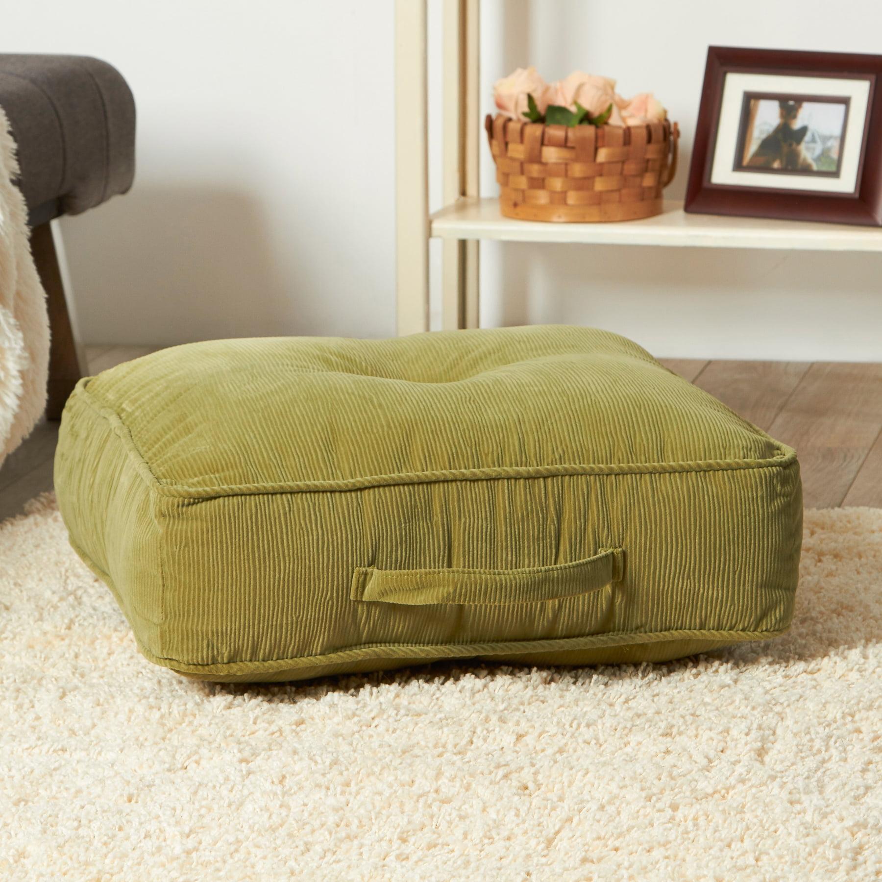 Olive Green Corduroy Microfiber Square Floor Pillow