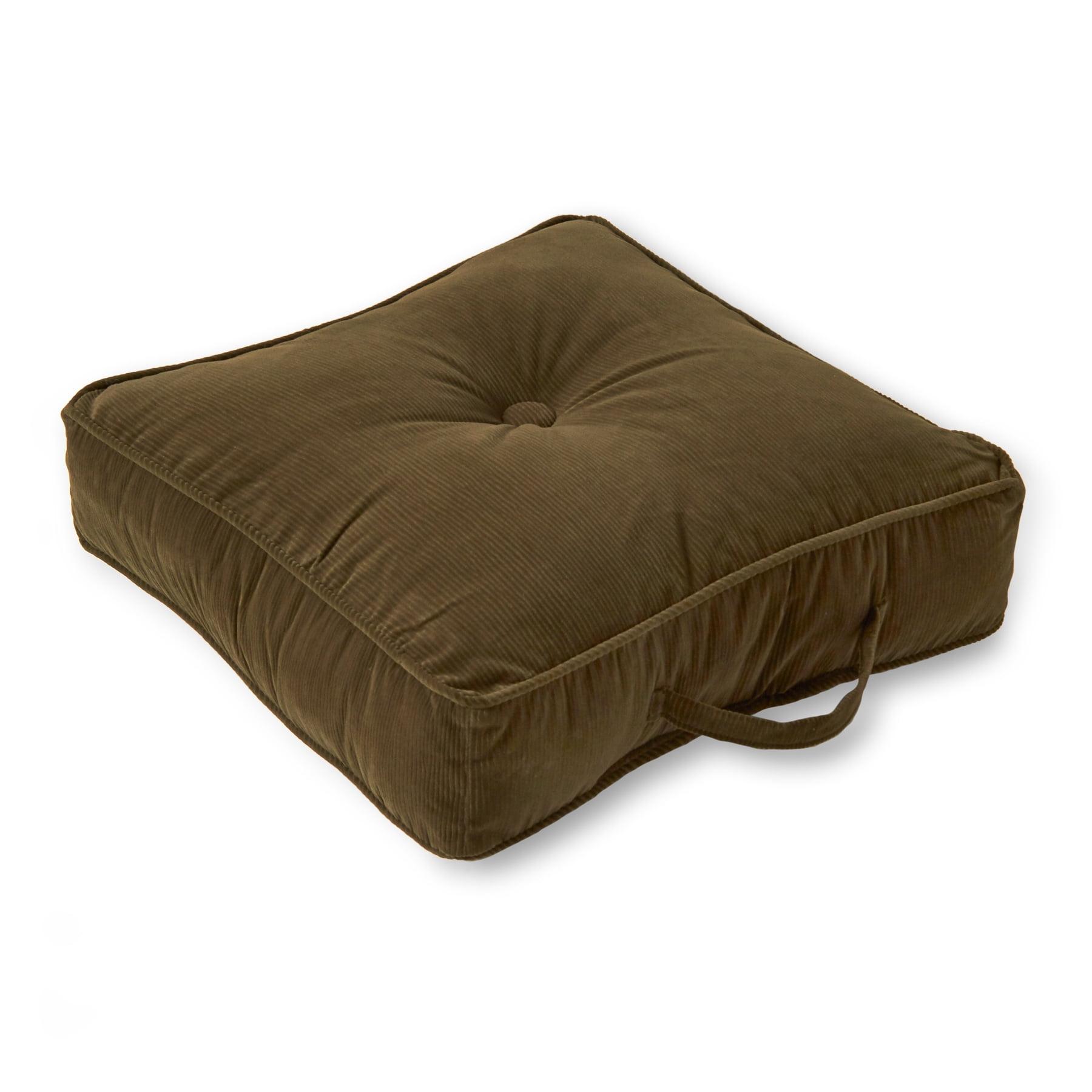 Brown Corduroy Button-Tufted 20" Square Floor Pillow