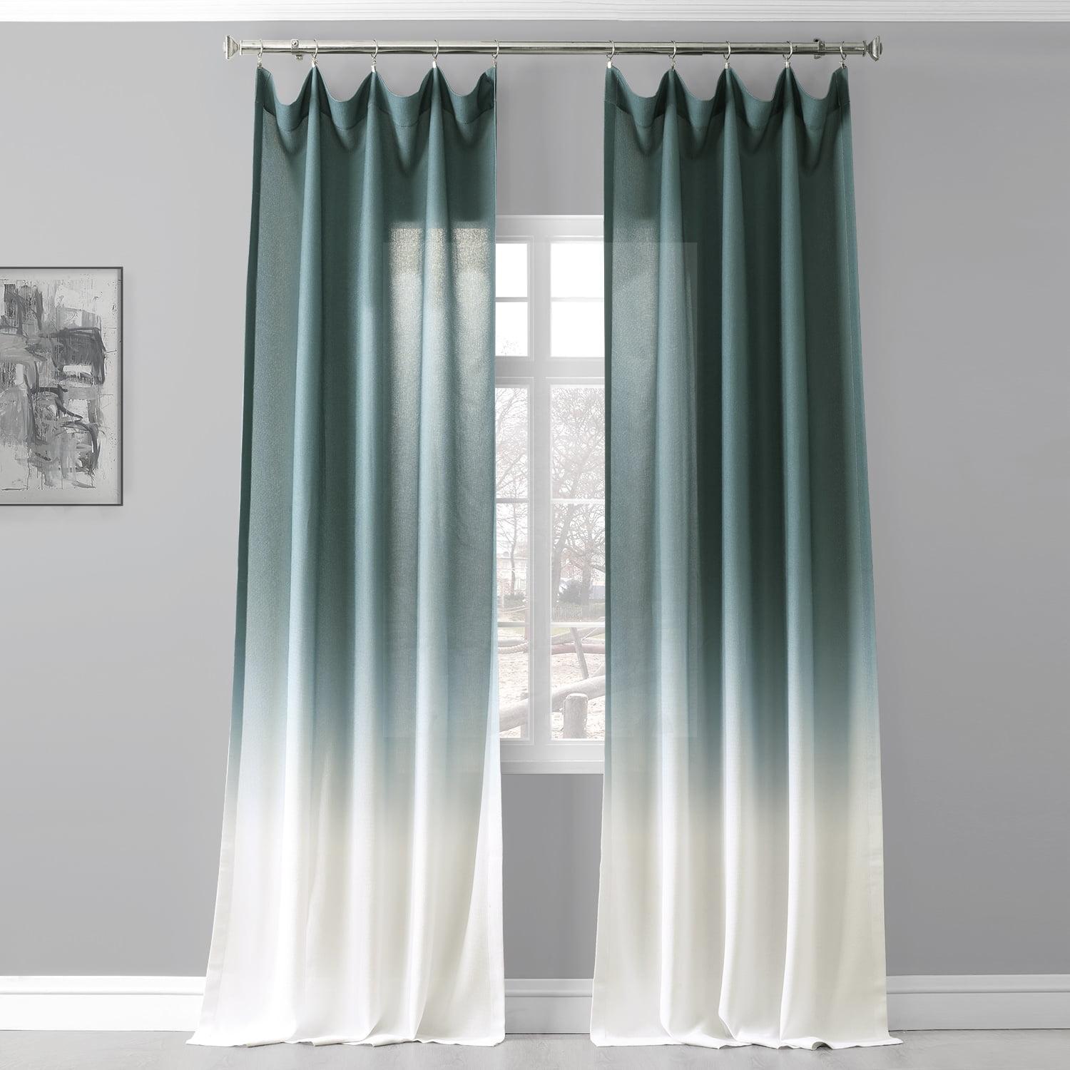 Ombre Aqua Faux Linen Sheer Curtain (1 Panel), Ombre Aqua, 50W X 108L