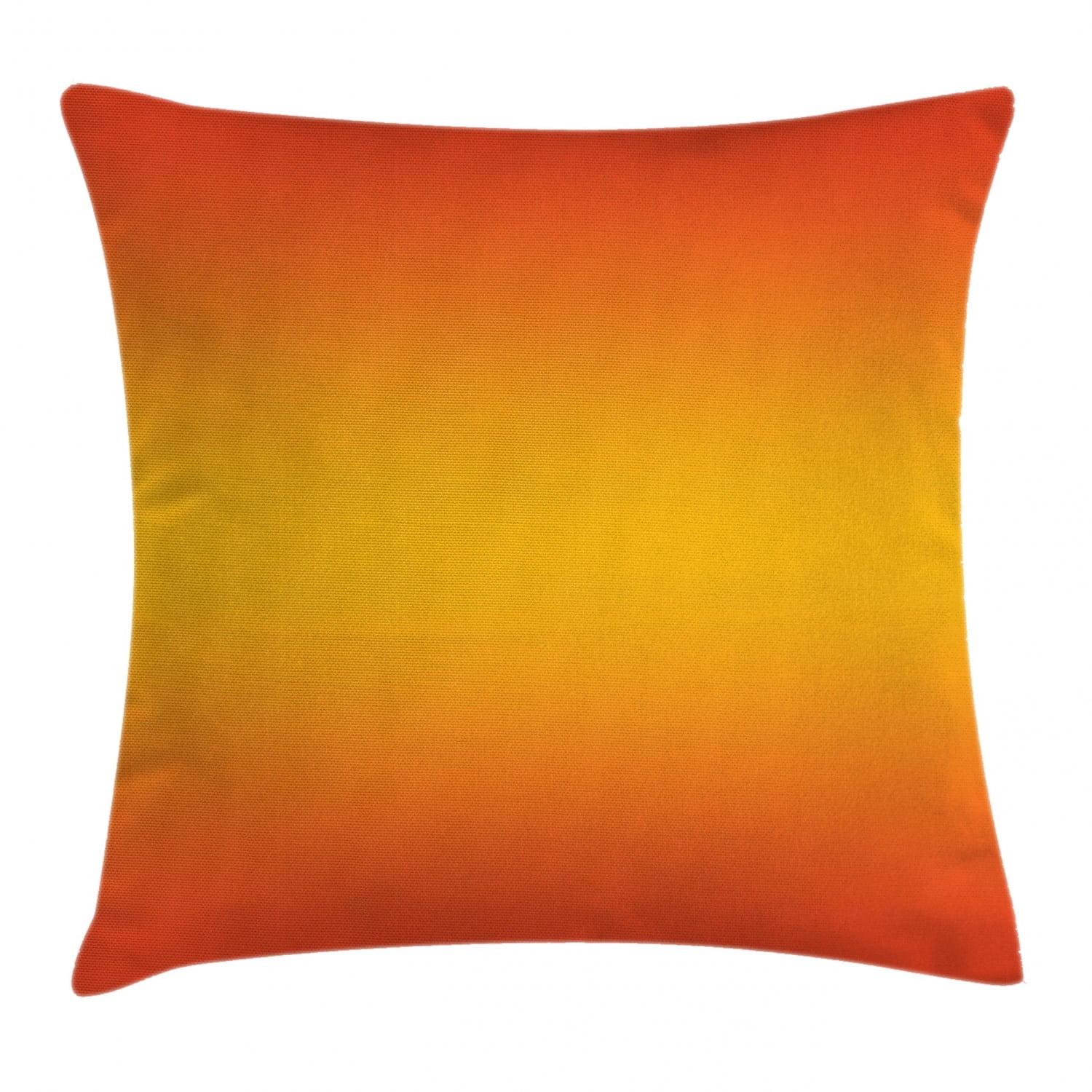 Ombre Throw Pillow Cushion Cover, Tropical Sunset Inspired Summer Themed Design Artistic Modern Room Decorations, Decorative Square Accent Pillow Case, 18 X 18 Inches, Orange Yellow, by Ambesonne