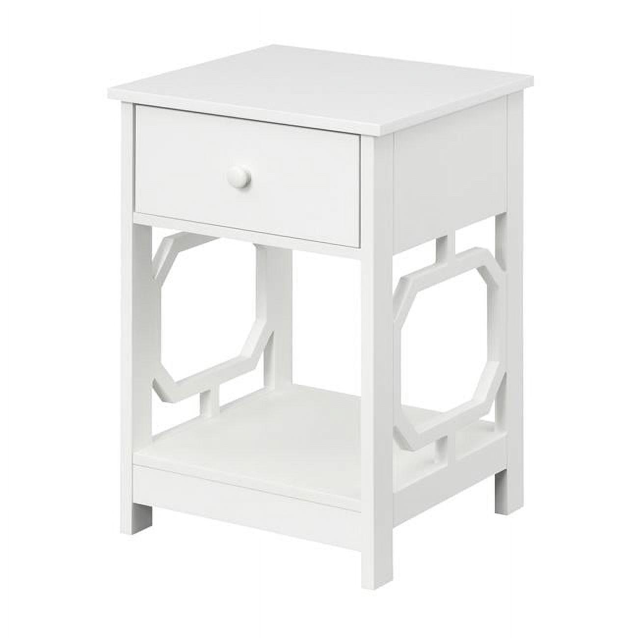 Omega 1 Drawer End Table, White