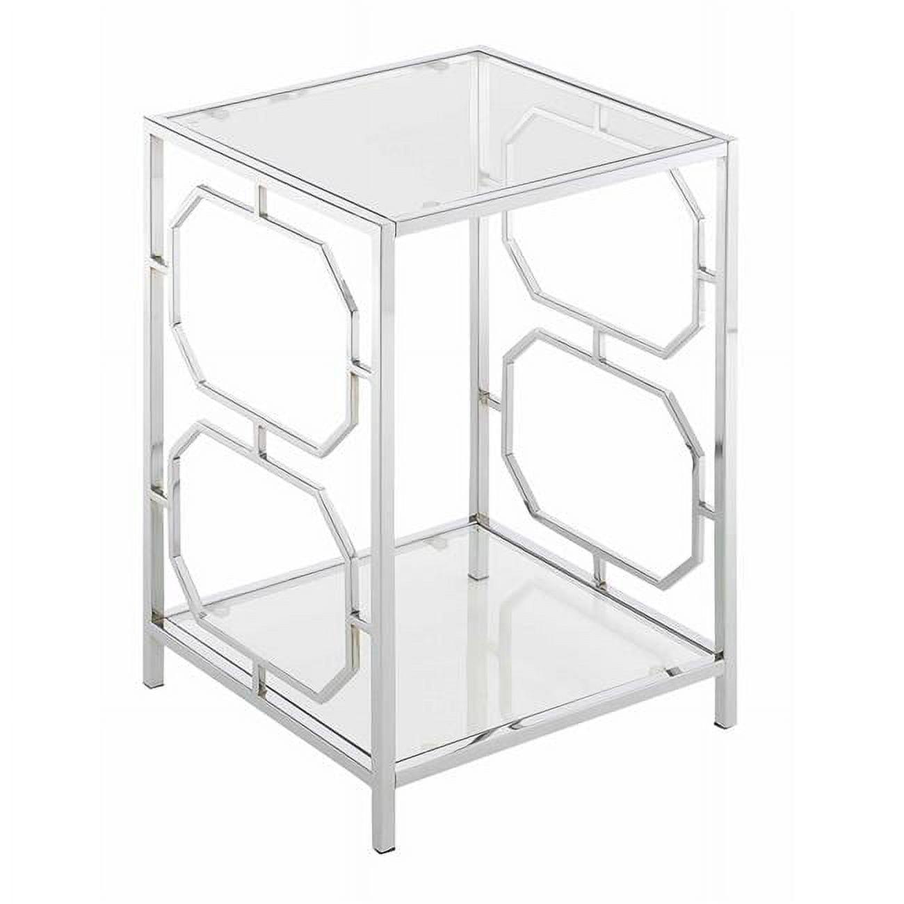 Omega Chrome and Glass End Table with Shelf