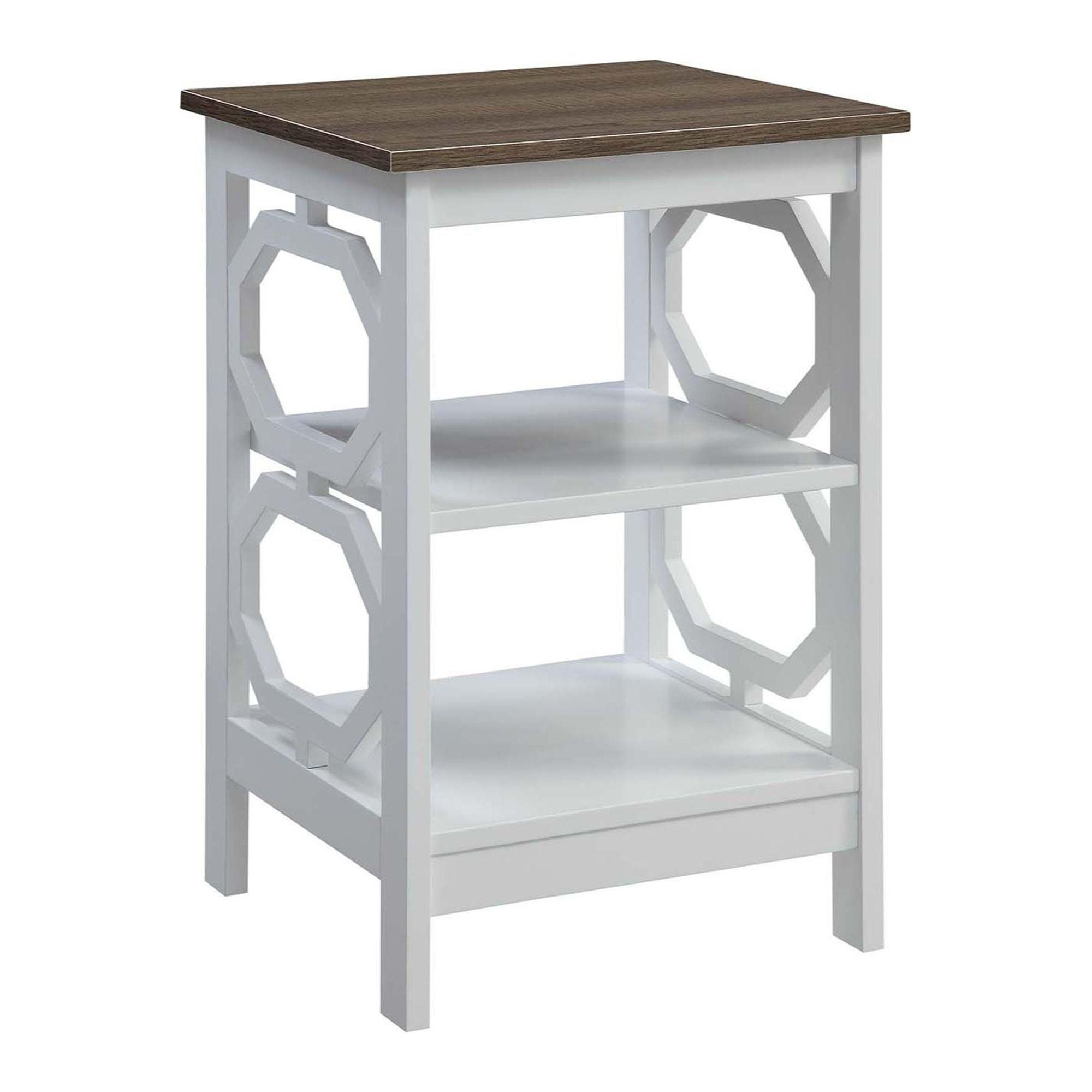 Convenience Concepts Omega End Table with Shelf, Driftwood/White