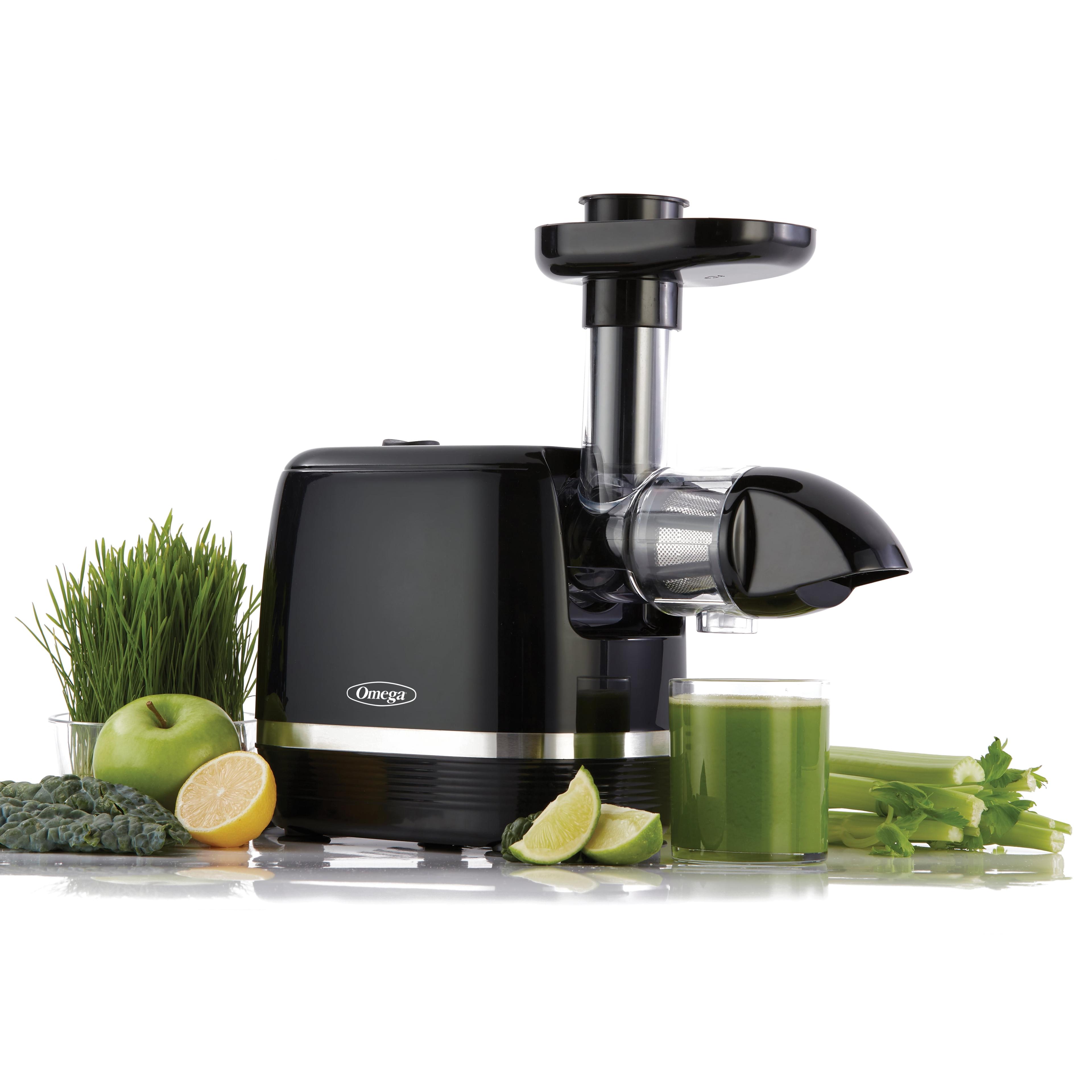 Omega Black Electric Masticating Juicer with Dishwasher Safe Parts