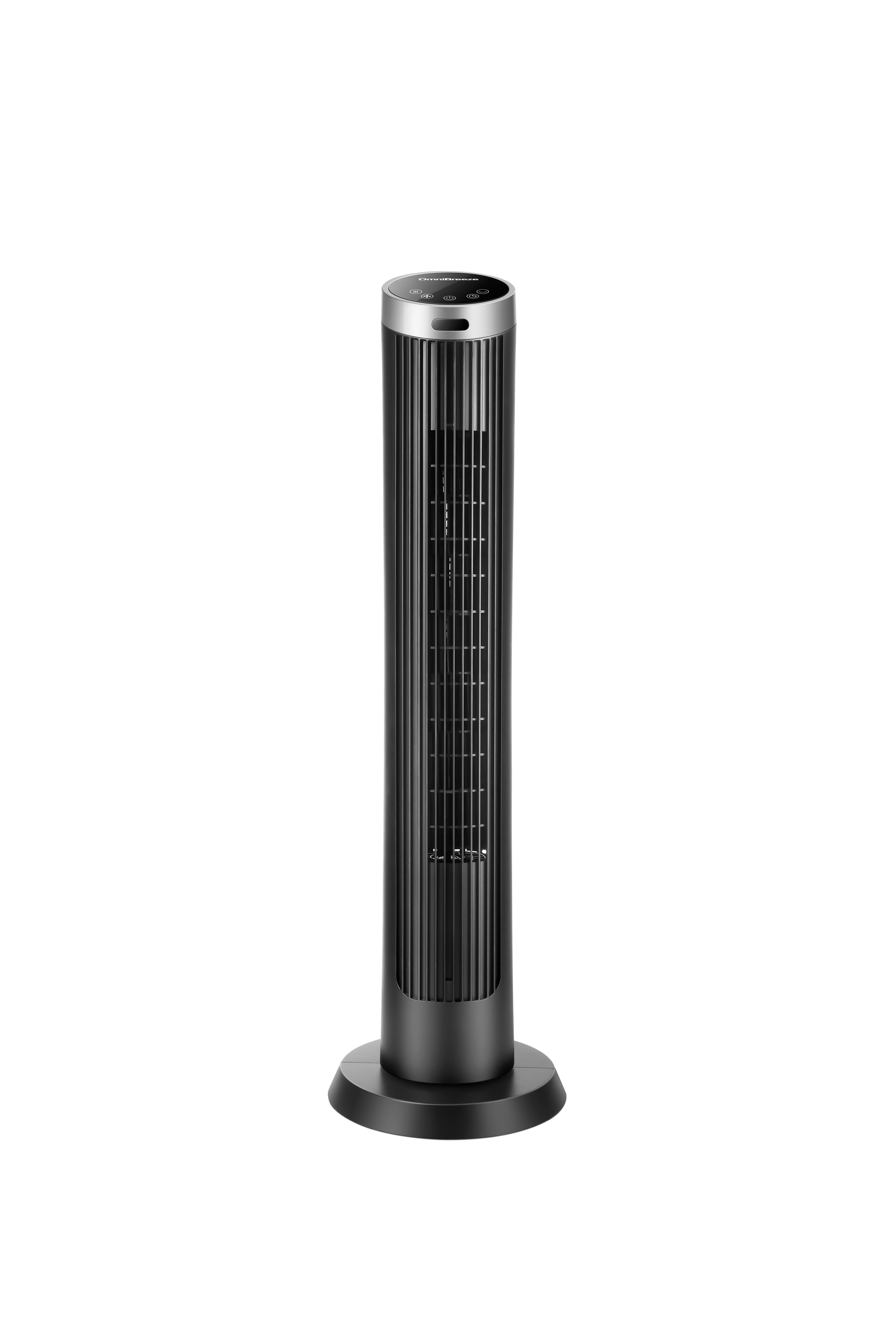 OmniBreeze 40" Black Bladeless Oscillating Tower Fan with Remote