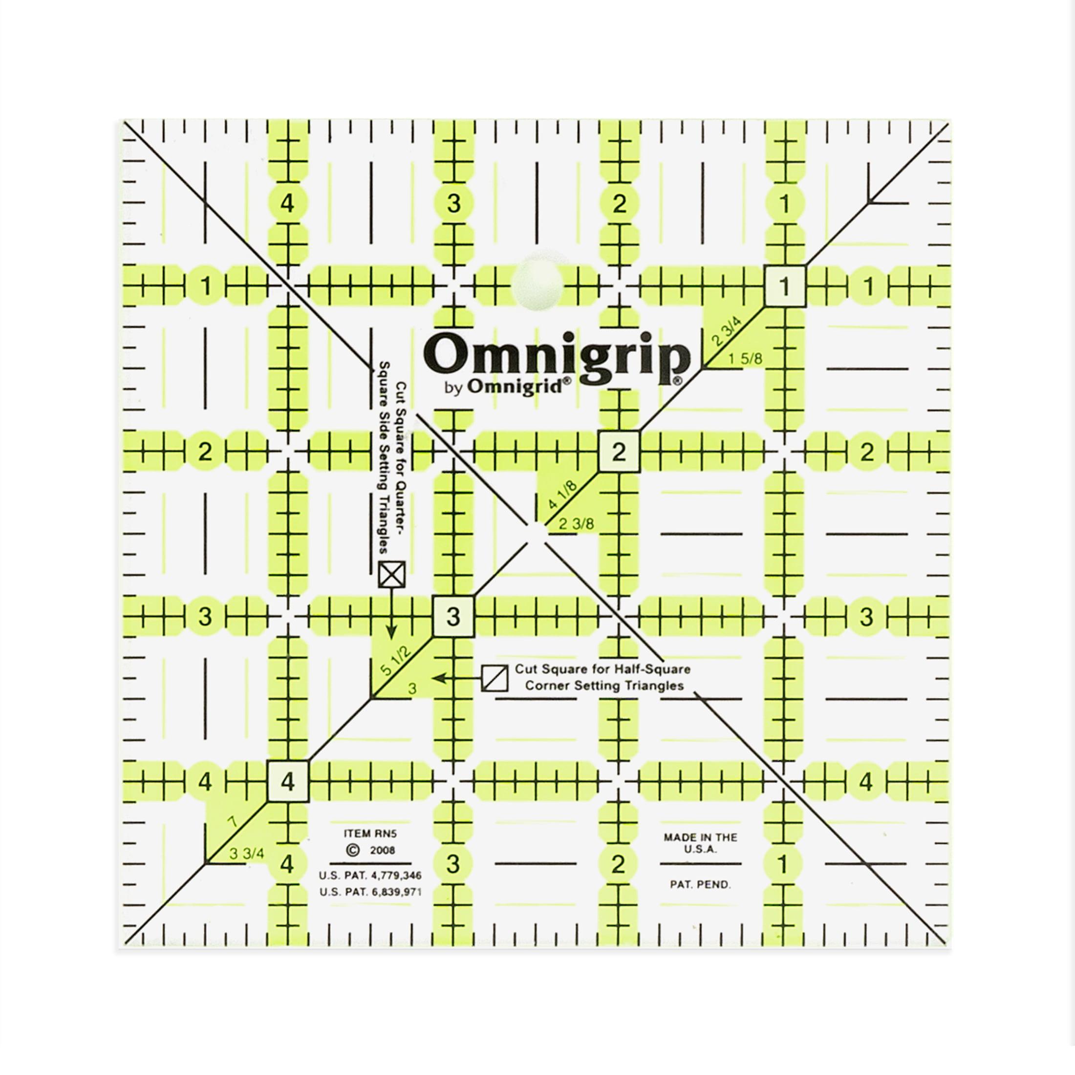 Omnigrid Omnigrip 5" x 5" Non-Slip Square Quilting Ruler