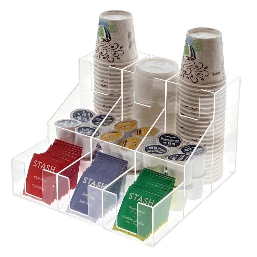 OnDisplay Kona Kai Acrylic Break Room Coffee Station Organizer for Cups/Lids/Sugar/Coffee Pods/Tea and more