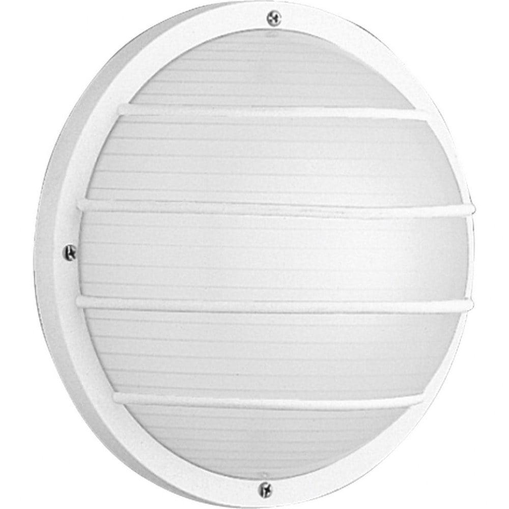 Progress Lighting, Bulkhead Collection, 1-Light Wall/Ceiling Mount, White, Cage, Polycarbonate, Wet Rated