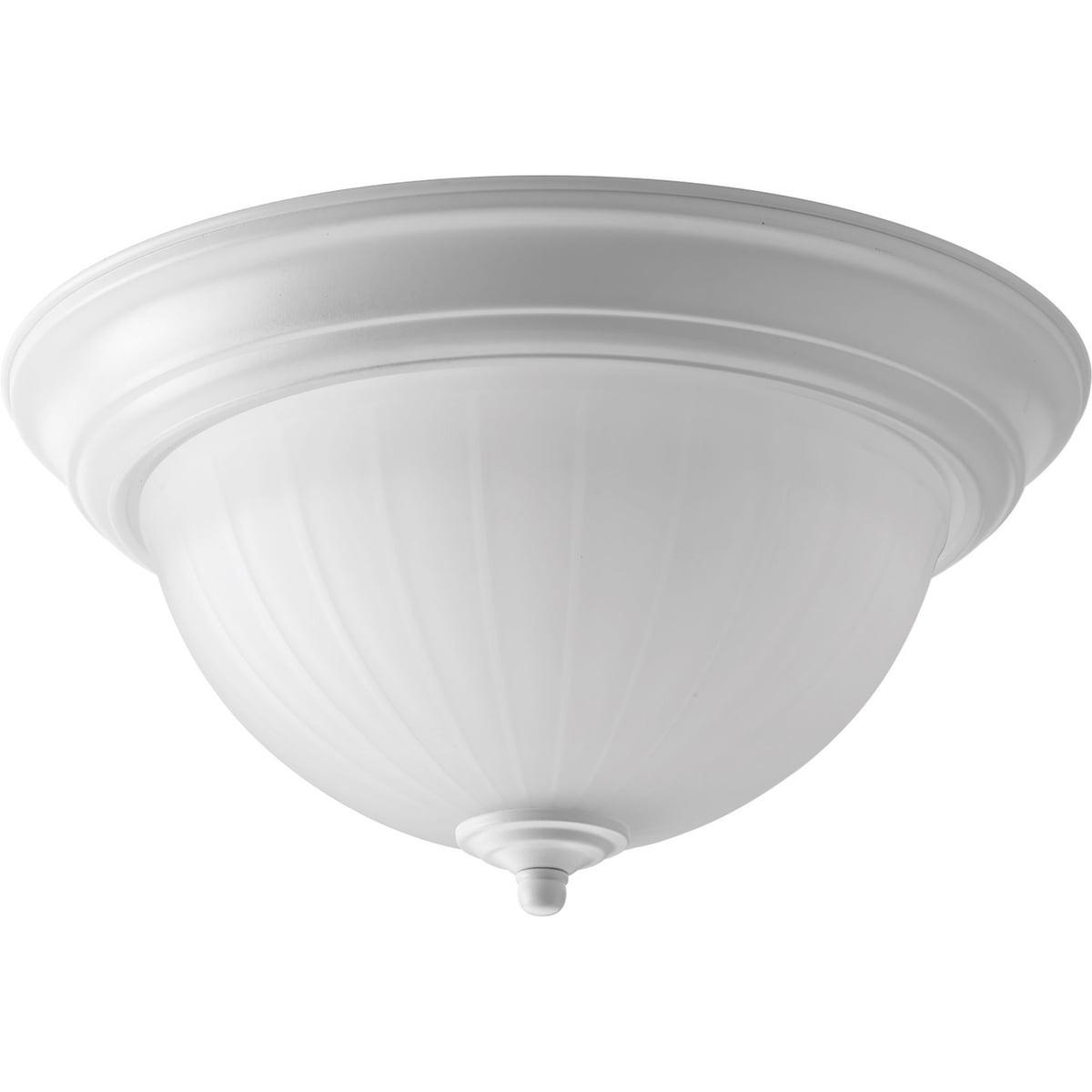 White Etched Ribbed Glass LED Flush Mount Light