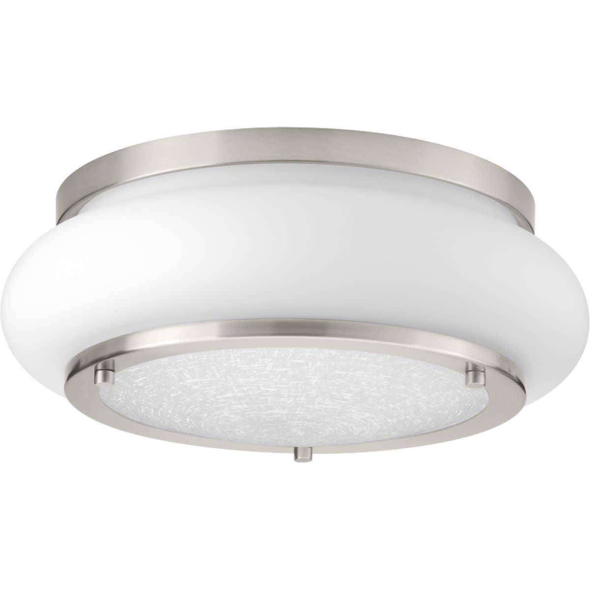 Brushed Nickel 12" LED Flush Mount with Opal-Linen Glass