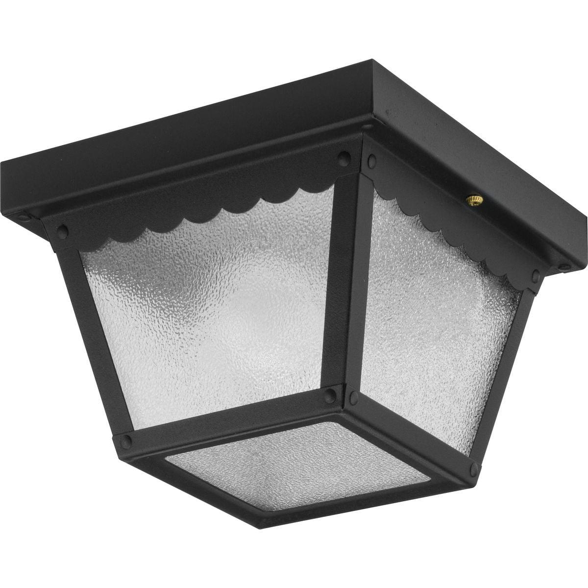 Matte Black and Bronze Scalloped Glass Ceiling Mount Light