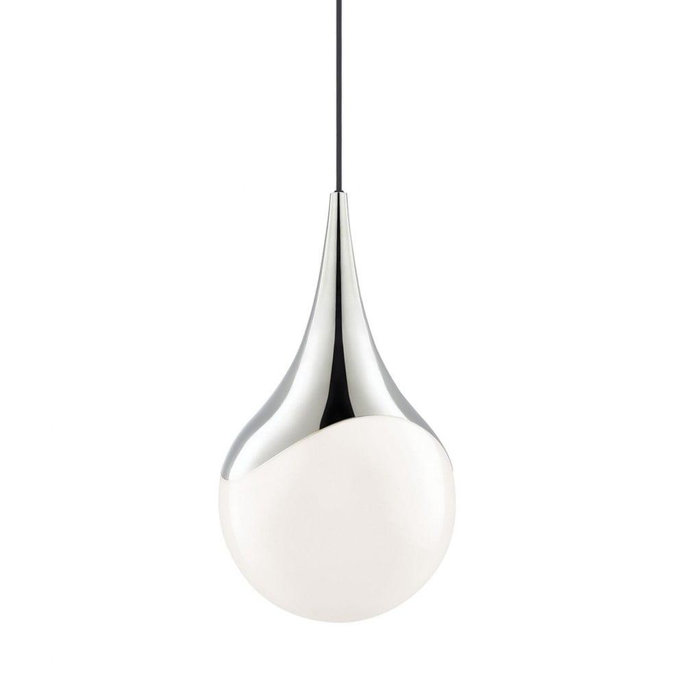 Ariana Polished Nickel 1-Light Pendant with Opal Glossy Glass Shade