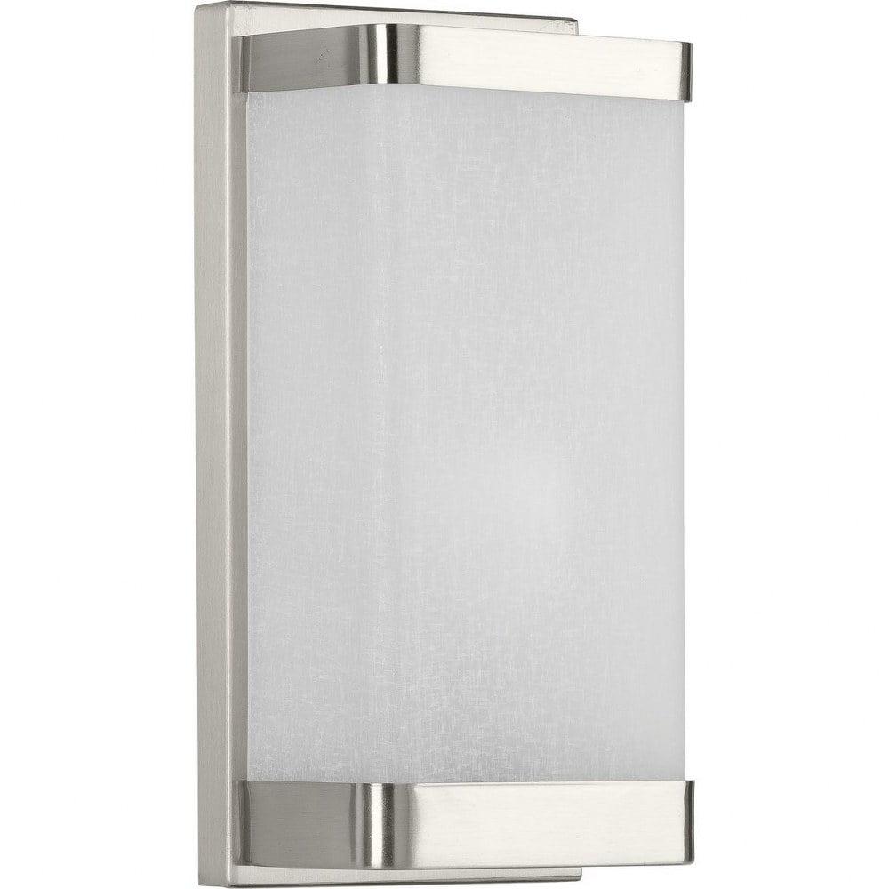 Progress Lighting Linen Glass Sconce, 1-Light Wall Light, Brushed Nickel, Etched Glass Shade