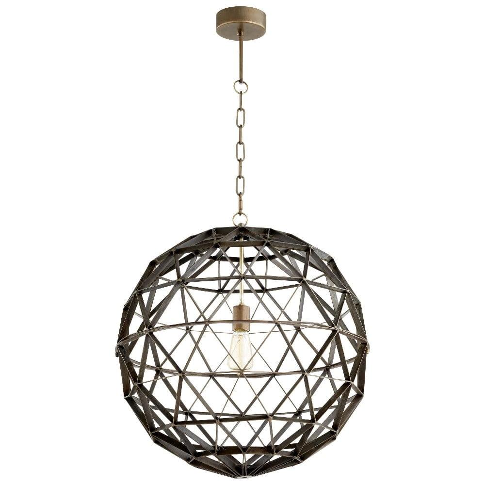 Noir Globe Cage Pendant Light in Black Finish 22.5" Diameter